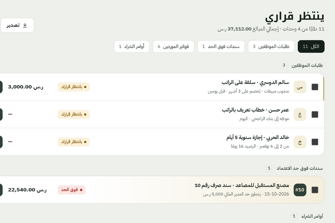 شاشة ينتظر قراري في حرص للأعمال